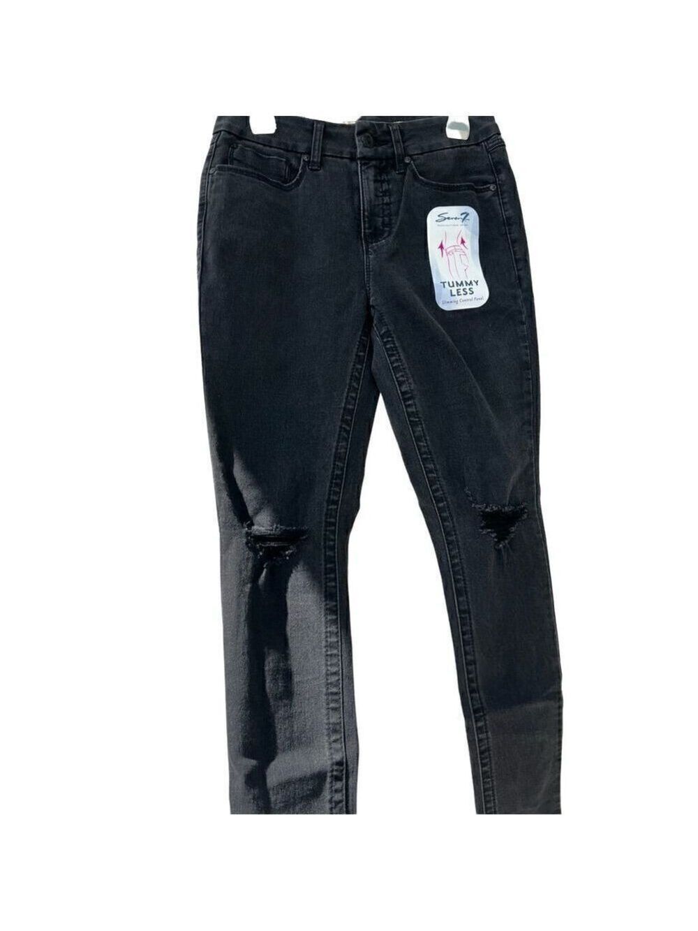 Seven7 tummy less High Rise distressed slimmer skinny jeans size 4